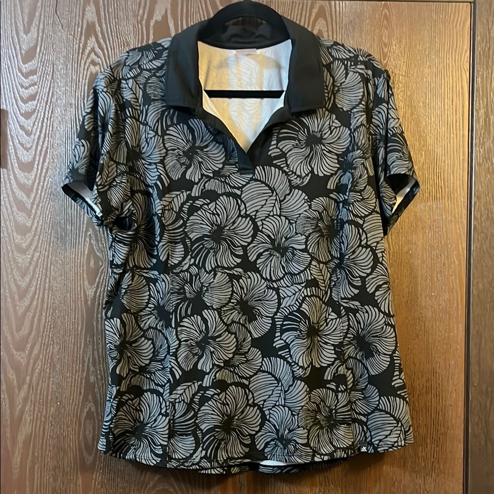 ZeroXposur Black and Gray Boxy Polo Button Down Shirt